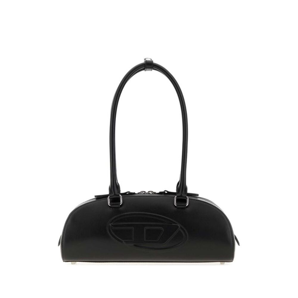 Diesel Men Black Leather 1Dr Dome Shoulder Bag